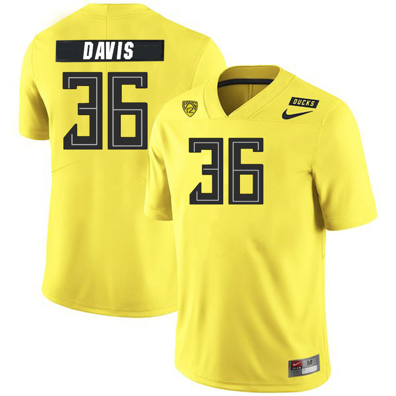 Men #36 Timon Davis Oregon Ducks College Football Jerseys Stitched Sale-Yellow
